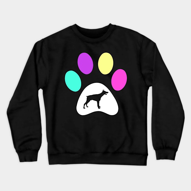 Doberman Colorful Paw Crewneck Sweatshirt by JKFDesigns